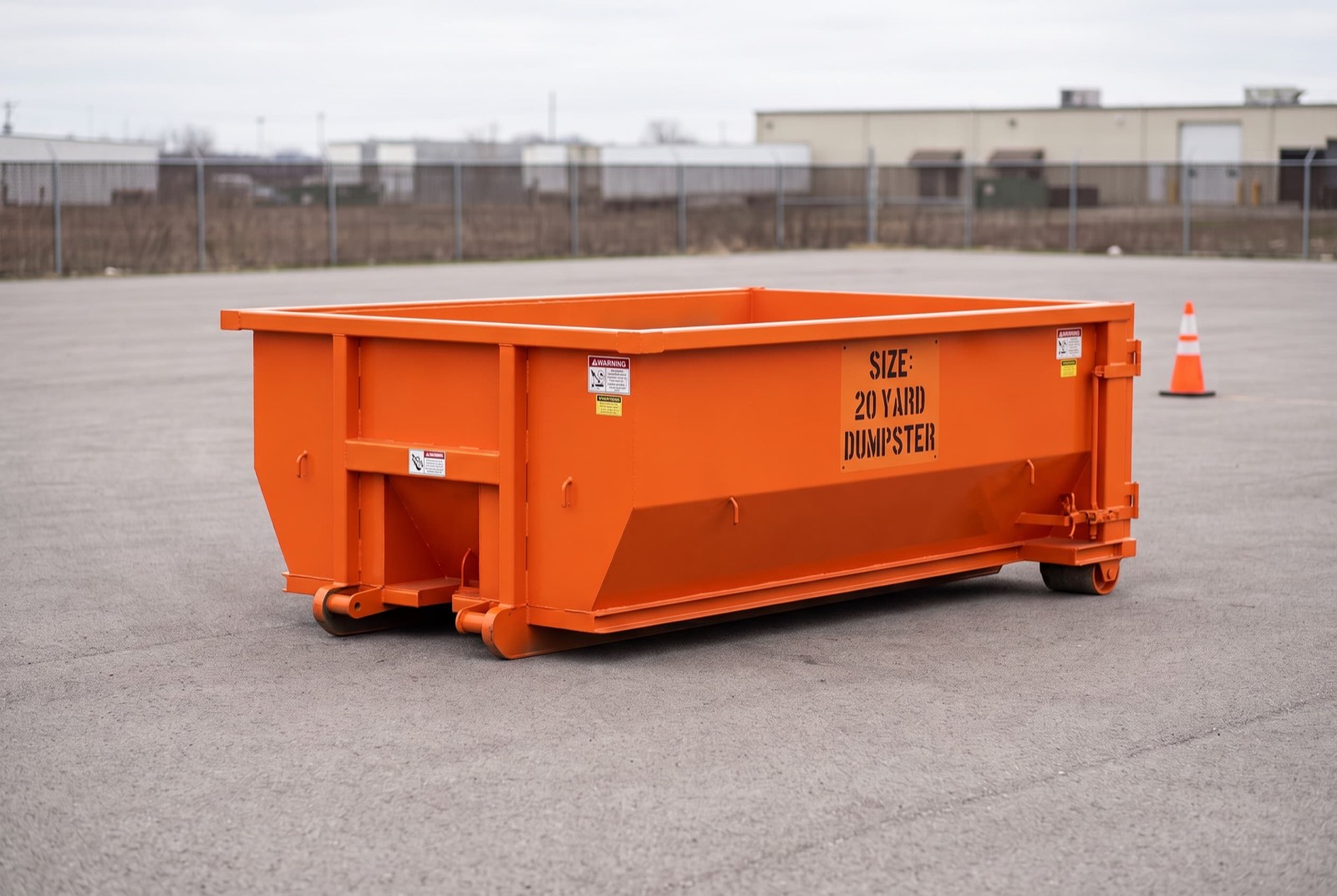 20 yard roll-off dumpster on a paved lot
